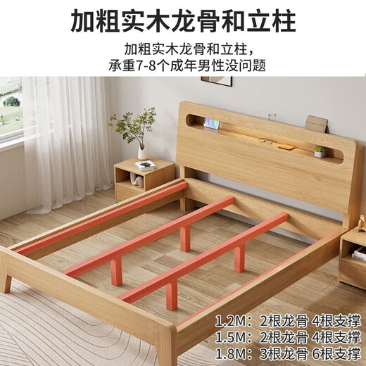 Tongxinya solid wood bed double bed master bedroom king bed pure solid wood 1.5 meters 1.8 meters single bed rental house bed wedding bed single bed (recommended by the store manager) 1.5*2 meters