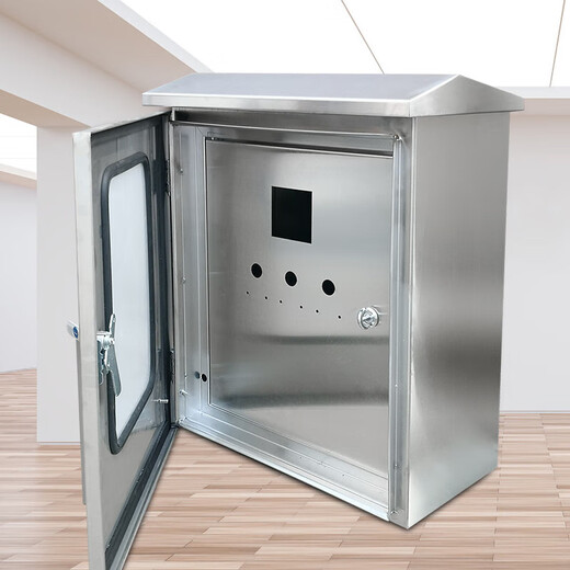 Distribution box double door stainless steel 304L outdoor rainproof and waterproof box monitoring instrument box indoor and outdoor door distribution cabinet silver stainless steel 201 plate 500x400x300mm inner door drilled as shown 1mm regular thickness