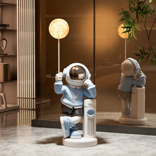 BHM Astronaut Large Ornament Floor-standing Audio Living Room Ornament TV Cabinet Sofa Decoration Housewarming Gift Blue Astronaut Total Height 127cm + Bluetooth Speaker + 16 Color Lights + Piggy Bank