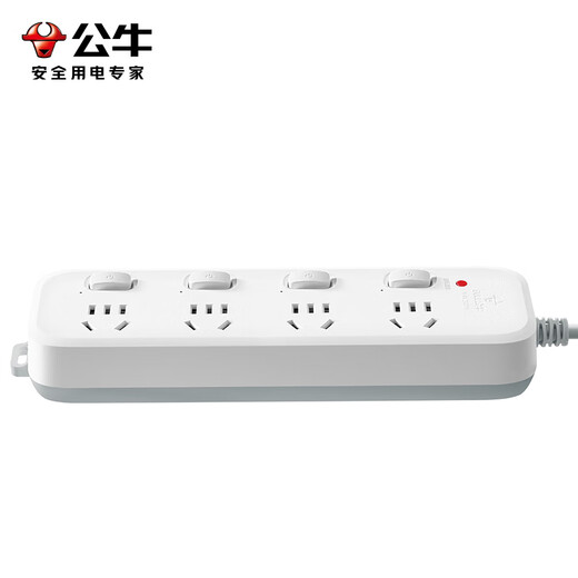 BULL socket/B series with child protection door new national standard socket/row/socket/four-position sub-control 1.8 meters B5043 (new national standard anti-overload)