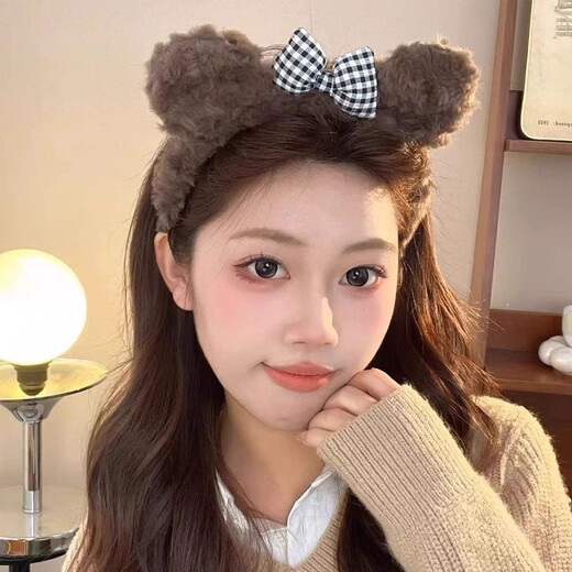 Cute head dog headband, plush cat headband, hair accessory, face wash and makeup special press hairpin for women 2025 new 3# plush cat headband