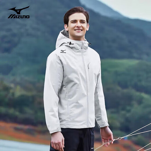 Mizuno outdoor jacket men's hooded jacket windproof and water-repellent sports versatile jacket top dark gray 2XL