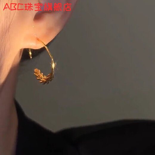 ABC old phoenix gold-plated silver this year's popular earrings wheat ear hoops fashionable western style earrings safe earrings gold pair