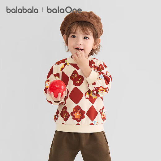 巴拉巴拉balaOne童装儿童卫衣宝宝2025冬装加绒休闲印花上衣209425121201