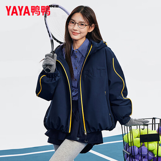 Yaya (YAYA) Sun Yingsha same style small snowflake down jacket for women 2025 winter new fashion outdoor sports and leisure jacket XJ dark blue M