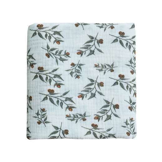 CLCEYins style Nordic pastoral small floral cotton double layer crepe fabric baby bath towel cover blanket saliva towel diy fabric lemon fruit (half meter price)_135 width