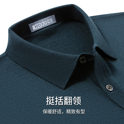 Hodo 100% wool machine washable autumn and winter wool sweater men's lapel sweater long-sleeved bottoming shirt