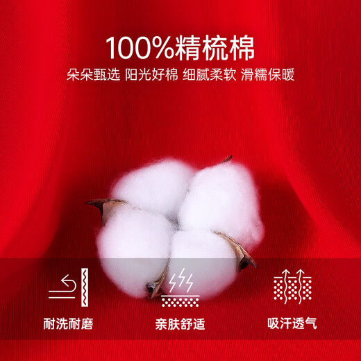 Yalu Red Autumn Clothes Autumn Pants Year of the Horse Zodiac Year Men's Suit Warm Underwear Men's 100% Cotton Sweater Wedding Gift