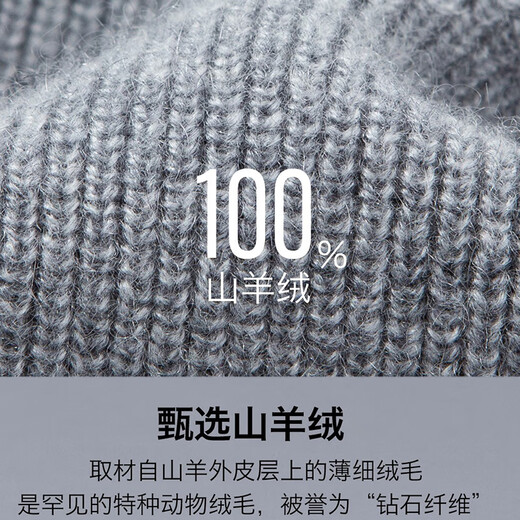 MELLEN 100% pure cashmere sweater Henry collar thickened sweater for men in winter round neck trendy casual warm knitted bottoming shirt navy blue S (165)