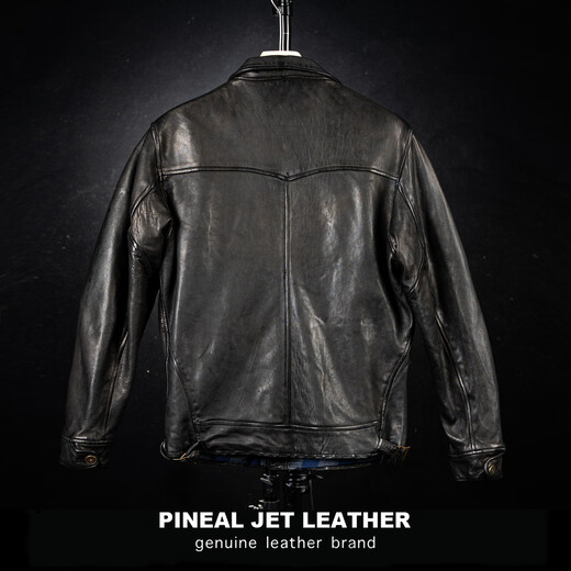 PJL Spring New Top Layer Sheepskin Men's Ready-to-Wear Heavy Washed Retro Distressed Lapel Single Leather Three Pocket Hunting Suit Dark Brown S (125Jin Jin is equal to less than 0.5kg)