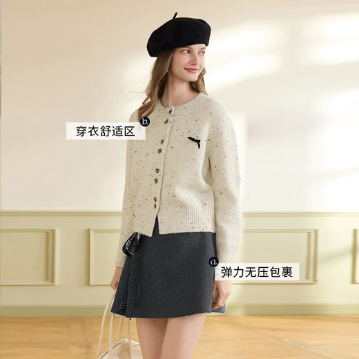 Xiangying soft glutinous round neck pullover sweater for women 2025 winter new long-sleeved wool colorful yarn knitted top Lubai M 160/84A/95-110Jin Jin equals 0.5 kg