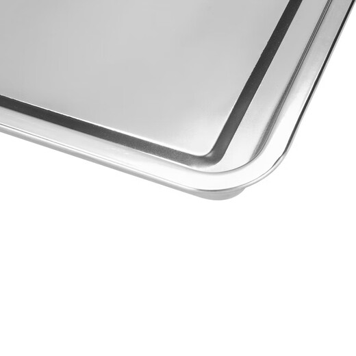Lunsheng food grade stainless steel tray rectangular commercial square plate barbecue plate grilled fish plate steamed rice plate serving basin 410 stainless steel thickened 32*22*2 shallow plate