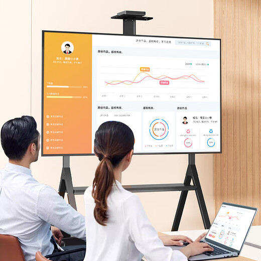 Behind the Scenes Hero Mobile TV Stand 55-100 Inch TV Floor Cart Video Conferencing TV Stand Removable Hanger Vertical Advertising Rack TV Stand