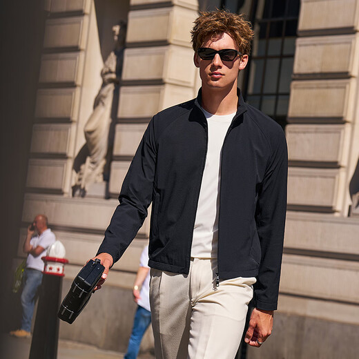 Mr. Bu Fashion Simple Jacket Men's 2025 Autumn and Winter New Casual Solid Color Stand Collar Versatile Multicolor Jacket PT16786 Piano Black XL (180)