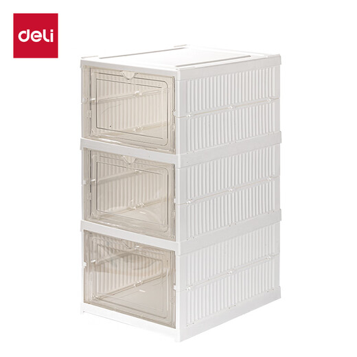 Deli three-layer folding installation-free shoe box, figure storage box, display box, shoe cabinet, shoe rack storage box XDM117