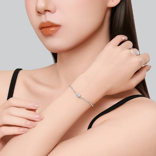 Trendy Acer PT950 platinum bracelet for women with sparkling poppy beads birthday gift pricing, Platinum Ya waist, about 4.55g