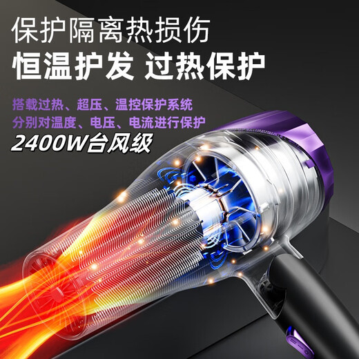 Xiaoya (XIAOYA) 2400W high-power hair salon hair dryer negative ion hair dryer blue light hair care folding hair dryer powerful high-speed large hair dryer King top version glory powder + 2000W + free air nozzle + foldable 4.5 billion blue light ion hair care typhoon-level wind movement