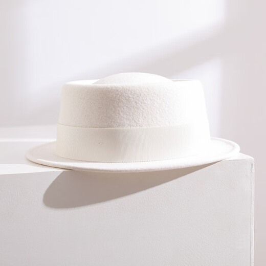 Lee dprre French hat for women autumn and winter concave top flat brim woolen flat brim small brim British elegant casual hat wool felt hat retro black adjustable