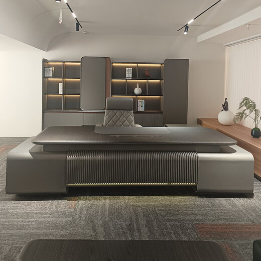 Qiheng (XIIBLC) new light luxury style high-end executive desk boss table president table high-end atmospheric chairman office desk and chair combination 2.0 meters single cabinet boss table