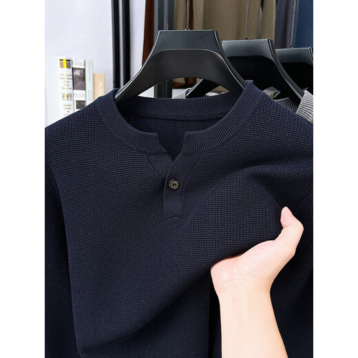 ROMON retro old money style Henry collar sweater men's long-sleeved half-open collar sweater autumn 2025 new round neck base Khaki XL 52/130-150Jin Jin equals 0.5 kg