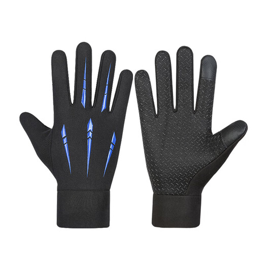 Men's Winter Cycling Gloves Windproof Waterproof Velvet Touch Screen Fishing Outdoor Sports Cycling Motorcycle Warm Gloves Blue One Size 1 Pair