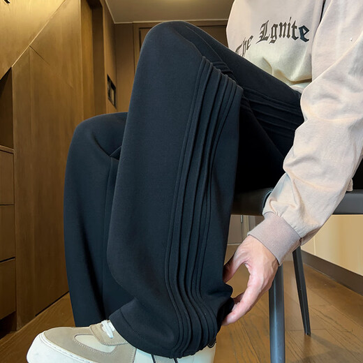 Jeanswest sweatpants men's autumn straight loose sports wide-leg casual pants 2025 new youth long pants high-grade gray XL 130-150Jin Jin equals 0.5 kg