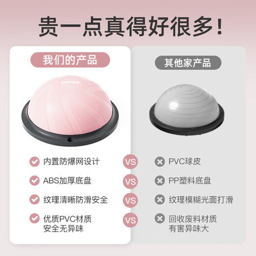 Diwei semicircle balance ball Pilates fitness hemisphere core training yoga ball yoga studio Bobbi ball D balance training 7 years old and above 58cm threaded version