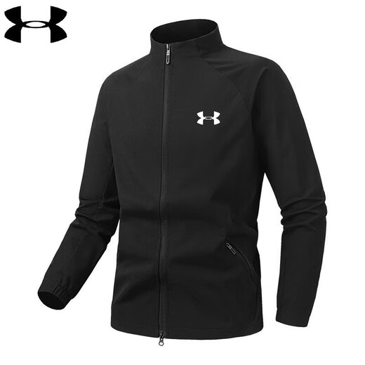 Under Armor Sports Stand Collar Jacket Men's 2025 New Outdoor Cycling Clothing Casual Running Stretch Windproof Jacket Dark Gray 3XL