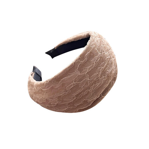 618 Girls Gift New Chiffon Wide-Brim Headband Women's Style Headband Temperament Pressed Hair Washing Hairpin Coffee Color Wide Pleated Headband