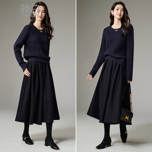 Late White Exclusive 2025 Autumn Fashionable Style Sweater Casual Cable Solid Color Pullover Sweater Women Royal Blue S