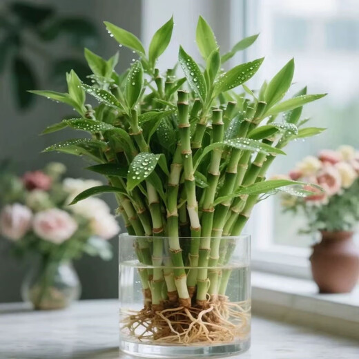 Shuzhimei Hydroponic Plant Lucky Bamboo Trial Pack Hydroponic Lucky Bamboo with Roots 10 Branches 15-20cm Straight from the Source