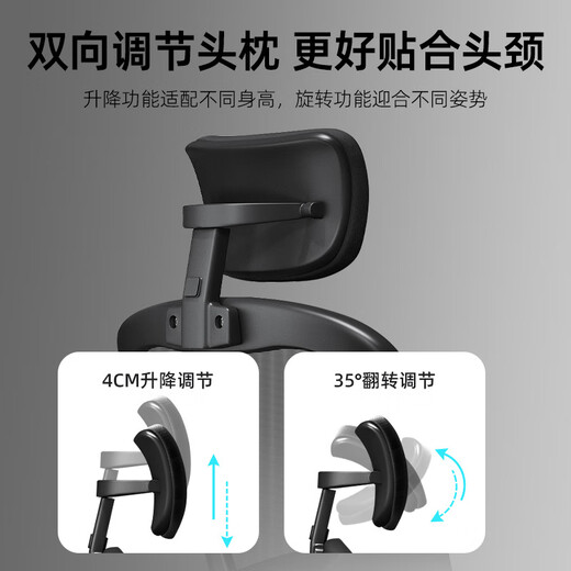 Shantou Lincun Computer Chair Back Chair Office Chair Home Comfortable Sedentary Office Seat Dormitory College Student Study Chair Enhanced Black Frame Black Mesh | No Headrest | High Elastic Sponge | Carbon Steel Feet x Fixed Armrests