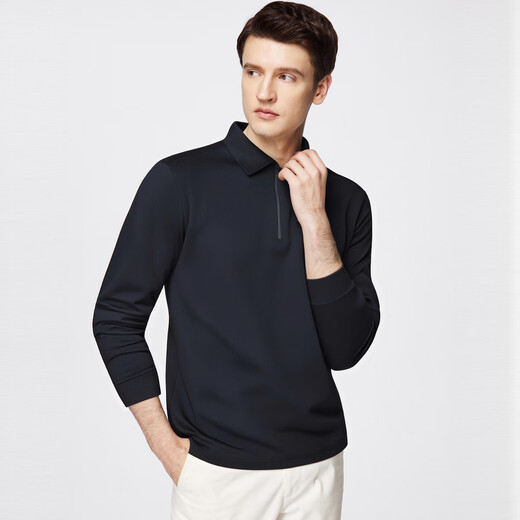 Shanshan long-sleeved polo shirt for men in autumn mulberry silk blended soft, warm and skin-friendly business casual commuting lapel top