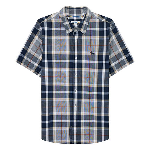 HENRY GRANT Henry Grant 2025 spring and summer short-sleeved British casual shirt men's short-sleeved khaki blue plaid shirt Khaki (QTC242130U311) 46 (170/88A)