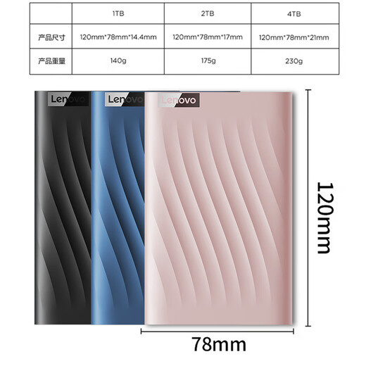 LENOVO联想 移动硬盘USB3.0 2.5英寸 机械硬盘 轻薄便携高速传输 笔记本电脑外置 F309Lite 深空黑 高速传输 1TB