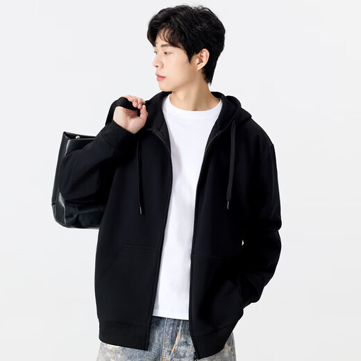 MINISO Youth Heather Gray Simple Smiley Face Hooded Cardigan Jacket Men's Autumn and Winter Casual Sweater High-Level Loose Jacket Heather Gray (m22 light gray smiley face chest label) L /175 (weight 120-140Jin Jin is equal to 0.5 kg)