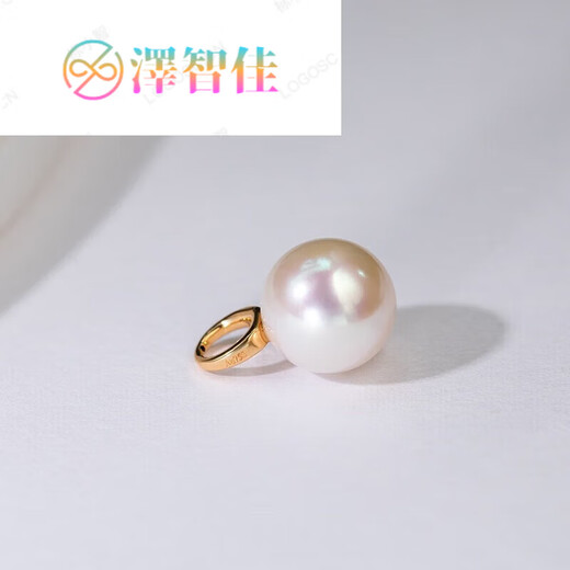 Zezhijia Literary Young Woman Gold Freshwater Pearl Pendant Single White Round Pearl Golden 10-11mm -11mm