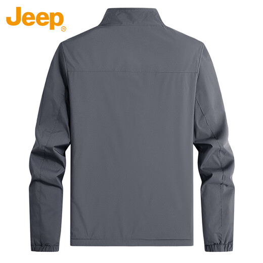 Jeep (JEEP) jacket men's velvet thickened warm jacket autumn and winter stand-up collar casual loose clothes dark gray velvet 2XL