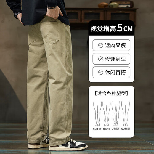 Baleno S&K casual pants for men 2025 new autumn trendy brand loose straight trousers for men pure cotton sports pants for men military green XL 125-145Jin Jin is equal to 0.5 kg