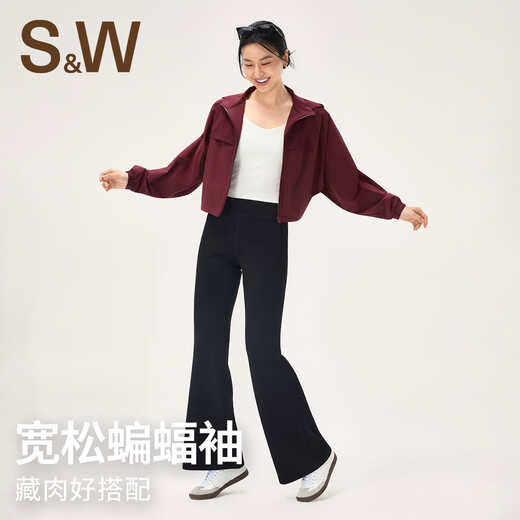 S&WSW Sports Jacket Women's Windproof and Waterproof Short Hooded Jacket Outdoor Cycling Wear 2025 New Autumn and Winter Dark Night Red S