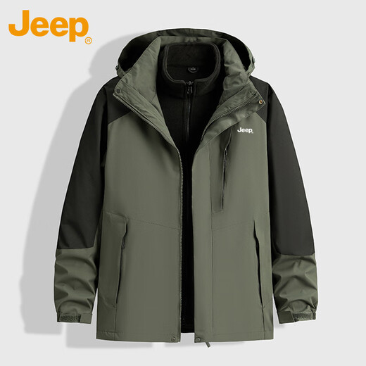 Jeep (JEEP) jacket men's autumn and winter three-in-one assault top warm and windproof outdoor mountaineering jacket for men Tibetan orchid 3XL