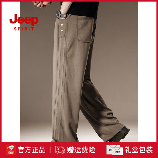 JEEP SPIRIT high-end American trendy brand pants for men 2025 autumn new side stripe loose sports straight wide-leg casual pants for men black XL