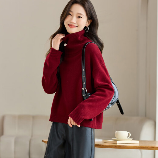 Shexi (Srcr) 365g thickened 100% wool sweater for women autumn and winter loose knitted base layer