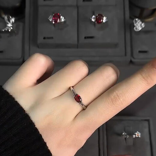 Meibishi retro ruby ring for women, exquisite medieval style super flash tanzanite, versatile retro light luxury unisex ring, red diamond ring - open