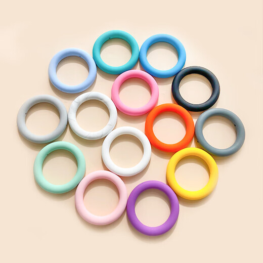 Silicone teether, food-grade hole-shaped circle ring chewing gum for babies to prevent falling off during oral period, purple, 1 pack