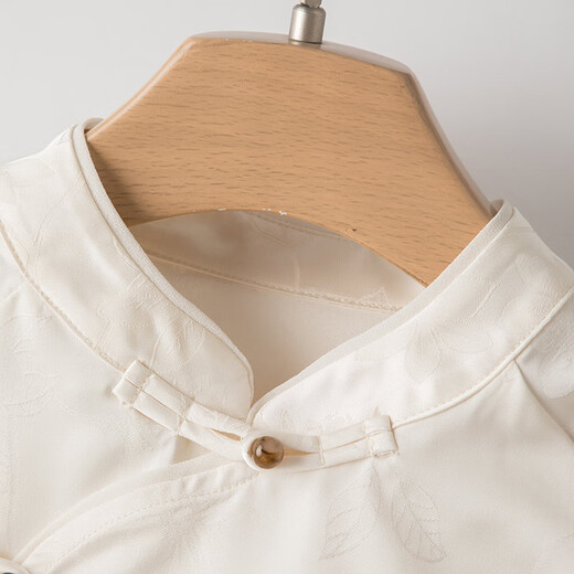 Late white new product 2025 autumn fashionable light Chinese shirt casual national style light mature jacquard shirt for women apricot XL