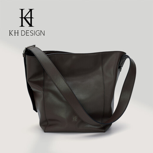 Meiji women's bag genuine leather temperament shoulder bucket bag large capacity crossbody bag tote bag 2025 new soft leather bag mocha brown