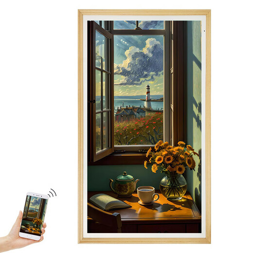 Maigu Massivholz-High-Definition-Smart-Bilderrahmen-Werbemaschine LCD-Musikkunstbildschirm Fernbedienung elektronisches Fotoalbum Werbeinformationsfreigabesoftware (kaufen Sie die gesamte Maschine)