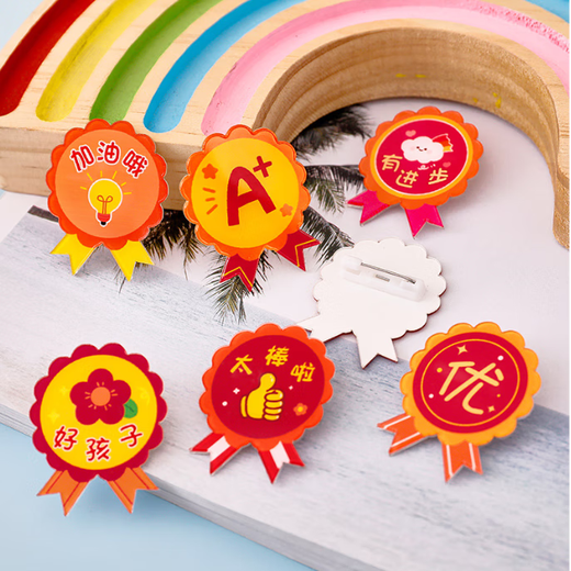 Muyu acrylic lace reward brooch children's small red flower creative diy decorative accessories badge reward small gifts awesome style brooch 10 pieces