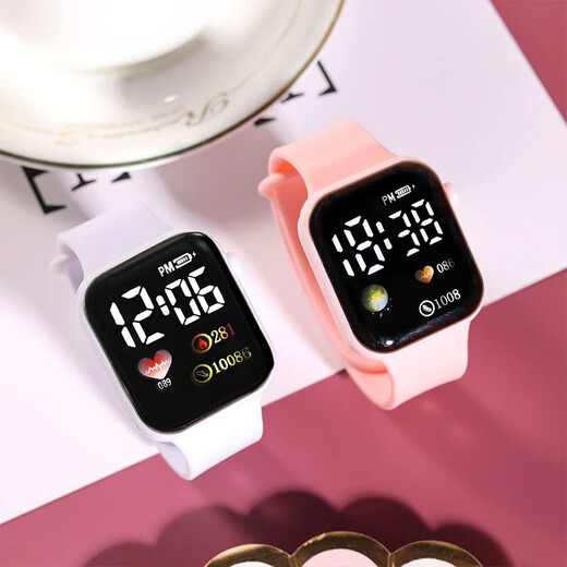 Other brands of high-looking LED watches, fashionable square student technology sense, super luminous digital personality movement, white